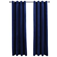 vidaXL Blackout Curtains with Rings 2 pcs Velvet Dark Blue 140x175 cm