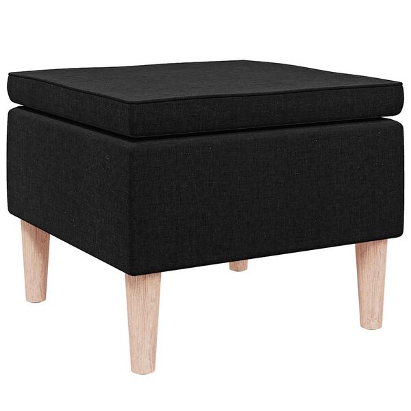 vidaXL Stool with Wooden Legs Black Fabric