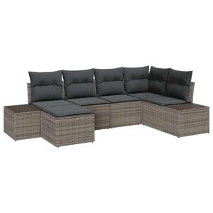 vidaXL Garden Sofa Set 6 pcs Grey Poly Rattan