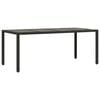 vidaXL Garden Table with Glass Top Black 190x90x75 cm Poly Rattan