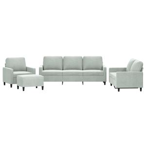 vidaXL 4 Piece Sofa Set with Cushions Light Grey Velvet