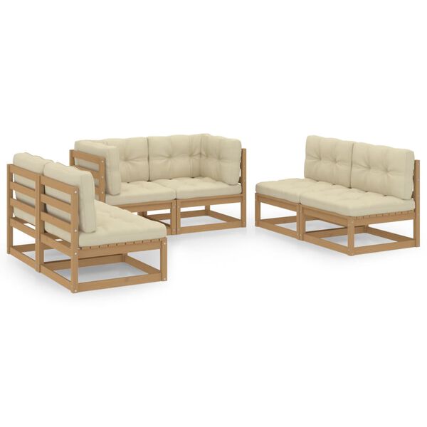 vidaXL 6 Piece Garden Lounge Set with Cushions Solid Pinewood