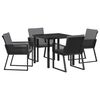 vidaXL Garden Dining Set 5 pcs Black Powder-Coated Steel