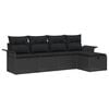 vidaXL Garden Sofa Set with Cushion 5 pcs Black Poly rattan