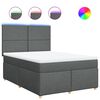 vidaXL Box Spring Bed with Mattress Dark Grey Queen Fabric