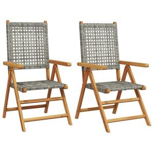 vidaXL Garden Chairs 2 pcs Grey Solid Wood Acacia and Poly Rattan