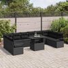 vidaXL Garden Sofa Set with Cushion 11 pcs Black Poly Rattan