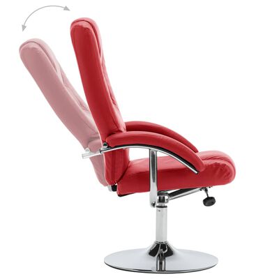 vidaXL Reclining Chair with Footstool Red Faux Leather