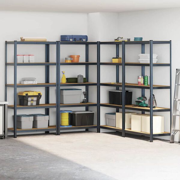 vidaXL 5-Layer Storage Shelves 4 pcs Anthracite Steel&Engineered Wood