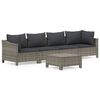vidaXL 5 Piece Garden Lounge Set with Cushions Grey Poly Rattan