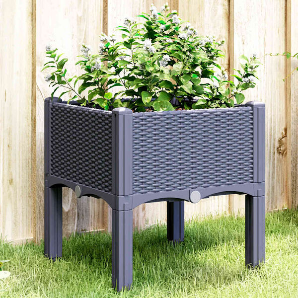vidaXL Garden Planter with Legs Blue Grey 40x40x42 cm PP