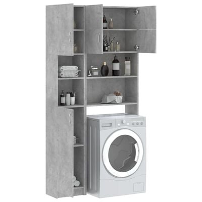 vidaXL Washing Machine Cabinet Set Concrete Grey Engineered Wood