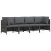 vidaXL 4-Seater Garden Sofa with Cushions Grey Poly Rattan