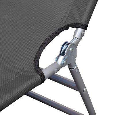 vidaXL Foldable Sunlounger with Head Cushion Adjustable Backrest Grey