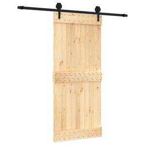 vidaXL Sliding Door Natural and Black 90 x 210 cm Solid Pine Wood