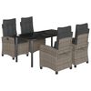 vidaXL 5 Piece Garden Dining Set with Cushions Grey Poly Rattan