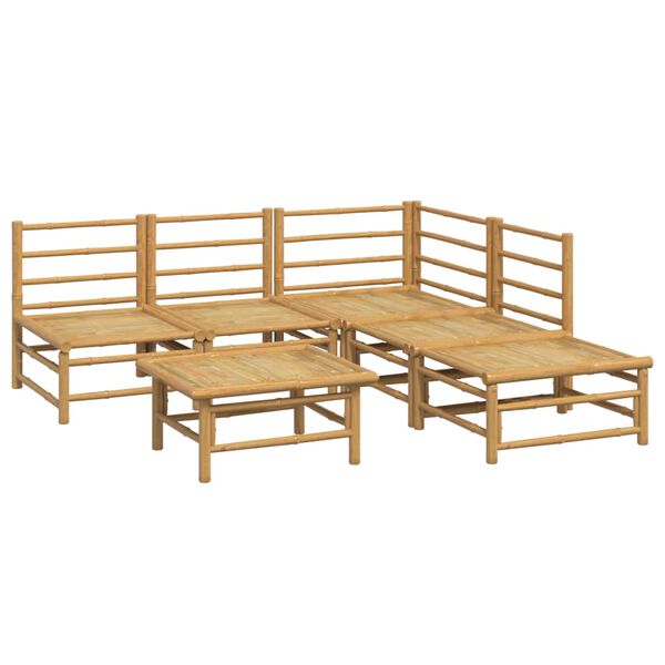 vidaXL 6 Piece Garden Lounge Set with Light Grey Cushions Bamboo