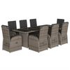 vidaXL 9 Piece Garden Dining Set with Cushions Grey Poly Rattan