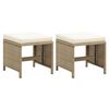 vidaXL Garden Stools 2 pcs with Cushions Poly Rattan Beige