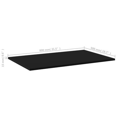 vidaXL Bookshelf Boards 4 pcs Black 80x50x1.5 cm Engineered Wood