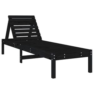 vidaXL Sun Lounger Black 199.5x60x74 cm Solid Wood Pine