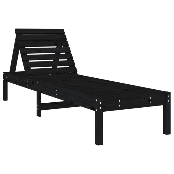 vidaXL Sun Lounger Black 199.5x60x74 cm Solid Wood Pine