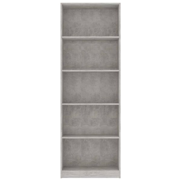 vidaXL 5-Tier Book Cabinet Concrete Grey 60x24x175 cm Engineered Wood