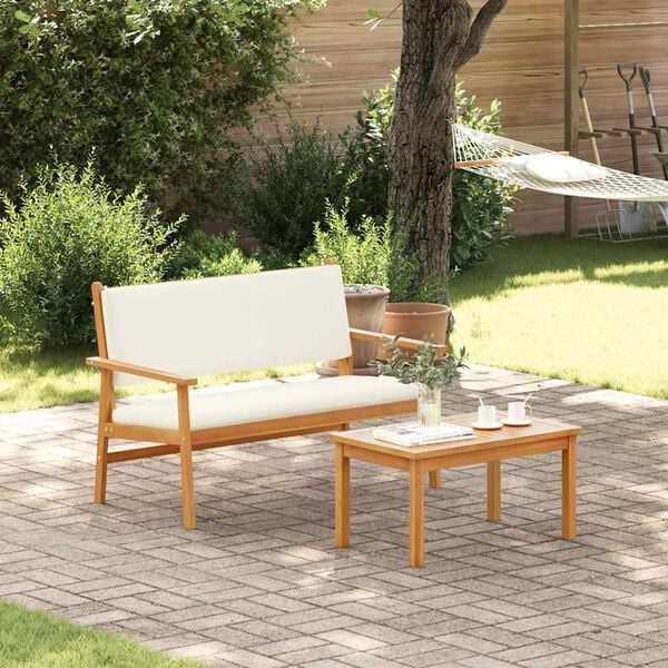 vidaXL Garden Sofa Set 2 pcs Cream White Solid Acacia Wood