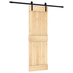 vidaXL Sliding Door Natural and Black 70 x 210 cm Solid Pine Wood