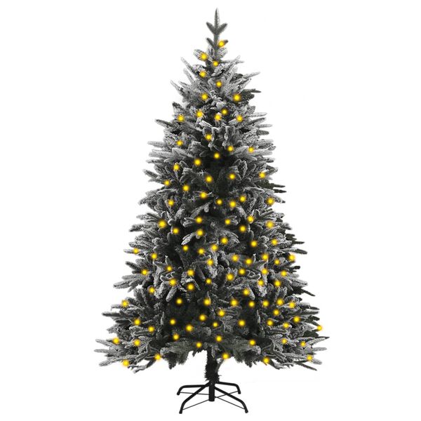 vidaXL Artificial Pre-lit Christmas Tree with Flocked Snow 150 cm PVC&PE