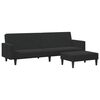 vidaXL 2-Seater Sofa Bed with Footstool Black Velvet