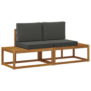 vidaXL Outdoor End Sofa with Cushion 2 Piece Natural and Anthracite