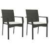 vidaXL Garden Chairs with Cushions 2 pcs Poly Rattan Black