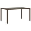 vidaXL Garden Table 150x90x75 cm Tempered Glass and Poly Rattan Brown