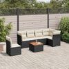 vidaXL 7 Piece Garden Sofa Set with Cushions Black Poly Rattan