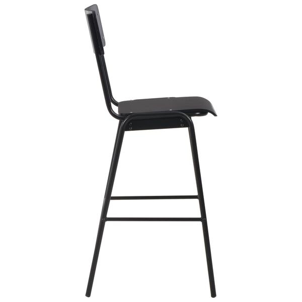 vidaXL Bar Chairs 2 pcs Black Solid Plywood Steel