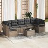 vidaXL Garden Sofa Set 8 pcs Grey Poly Rattan and Steel and Glass