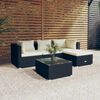 vidaXL 5 Piece Garden Lounge Set with Cushions Poly Rattan Black