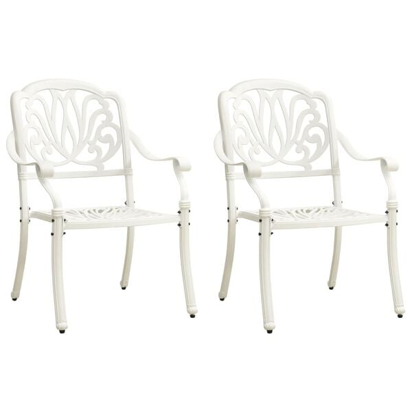 vidaXL 3 Piece Bistro Set Cast Aluminium White