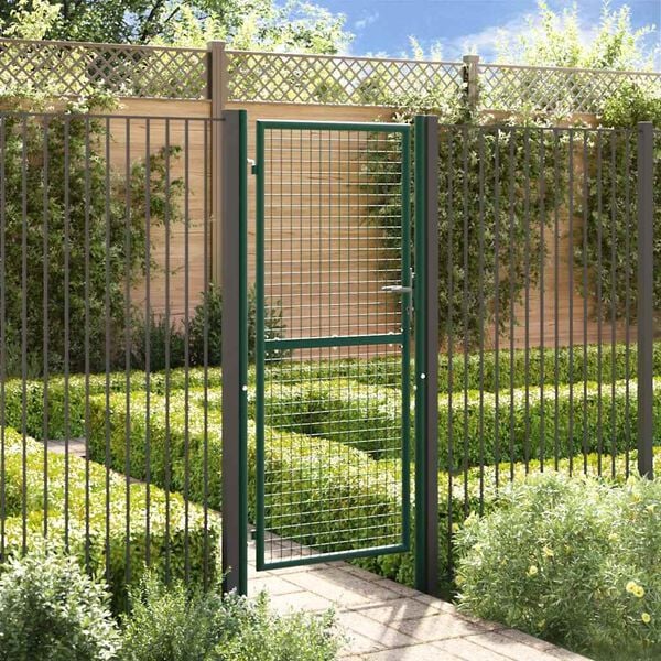 vidaXL Fence Gate Steel 100x200 cm Green