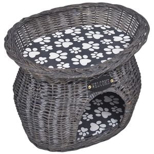 vidaXL Cat House | Grey | Willow | 44 x 33 x 34 cm | Portable | Cat House | Oval