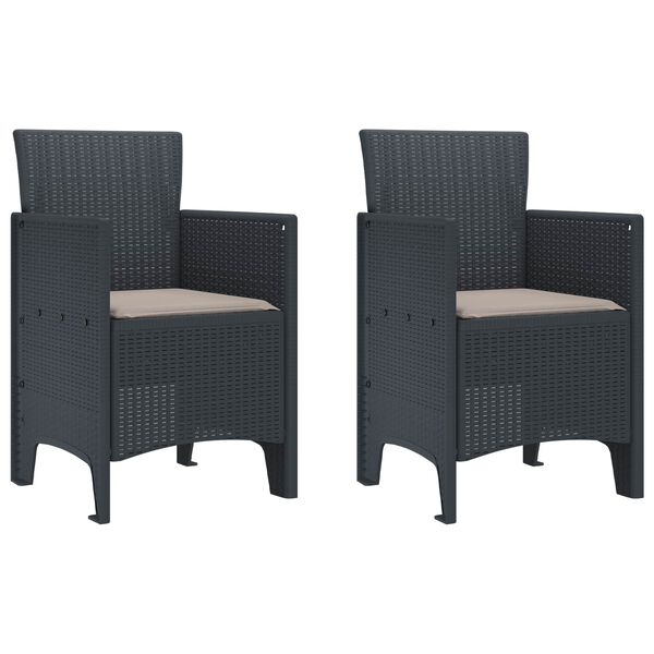 vidaXL Garden Chair 2 pcs Anthracite 53 x 49 x 85 cm Polypropylene