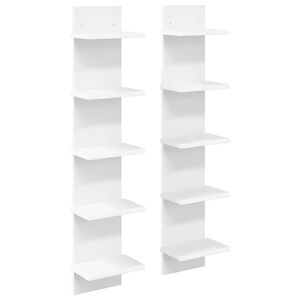 vidaXL Wall Shelf 2 pcs White 22 x 15 x 100 cm Engineered Wood