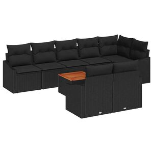 vidaXL Garden Sofa Set with Storage 9 pcs Black Poly Rattan