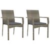 vidaXL 3 Piece Garden Dining Set with Cushions Grey Poly Rattan