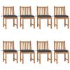 vidaXL Garden Chairs 8 pcs with Cushions Solid Teak Wood
