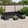 vidaXL 9 Piece Garden Sofa Set with Cushions Black Poly Rattan