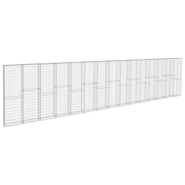 vidaXL Gabion Wall with Covers Galvanised Steel 900x50x200 cm