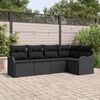 vidaXL Garden Sofa Set with Storage 5 pcs Black Poly Rattan
