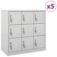 vidaXL Locker Cabinets 5 pcs Light Grey 90x45x92.5 cm Steel